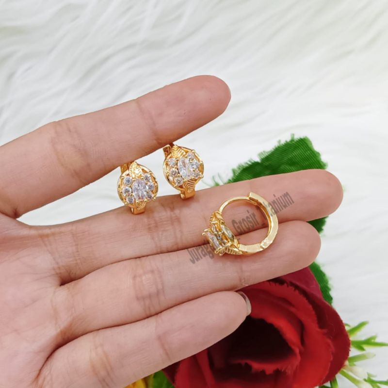 Anting Jepit Full Mata Mewah Super Cantik Anti Karat