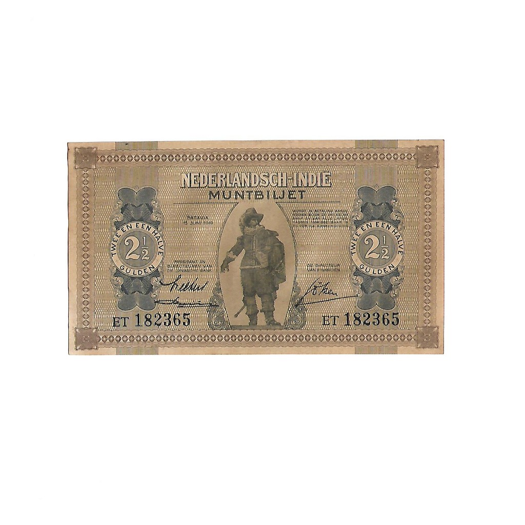 Uang kuno Indonesia 2 1/2 Gulden 1940 Seri Muntbiljet