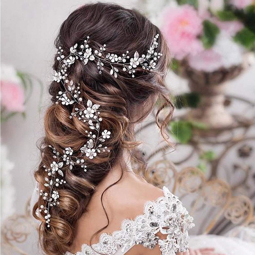 1 Pc 50CM Braided Pearl Crystal Headband Wedding Headdress / Girls DIY Hair Styling Tools / Fashion Styling Hair Accessories