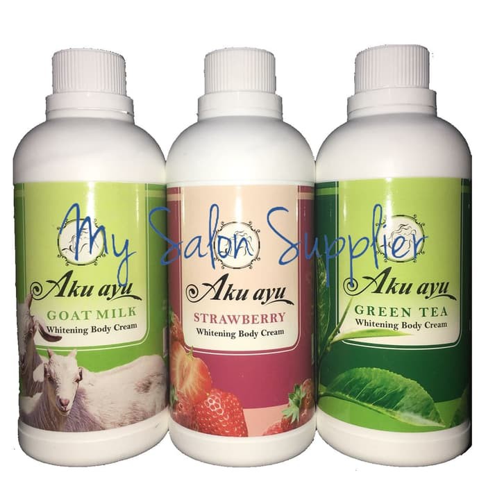 Aku Ayu Whitening Body Cream 500ml Goat Milk / Strawberry / Green Tea