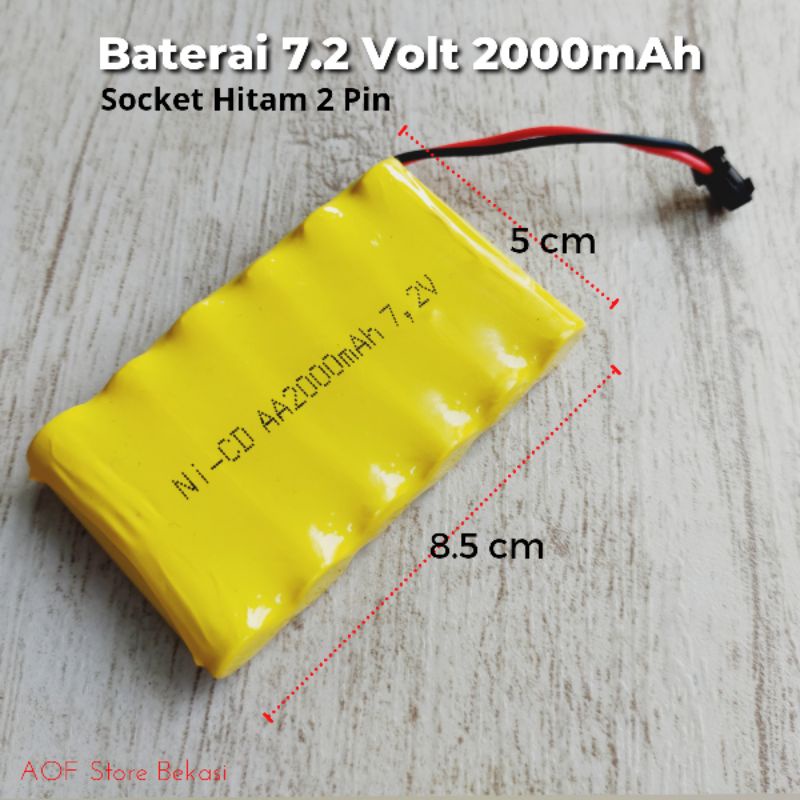 Baterai Mobil Remot 7.2V 4000mAh Socket Hitam Batre Batere RC Remote Control