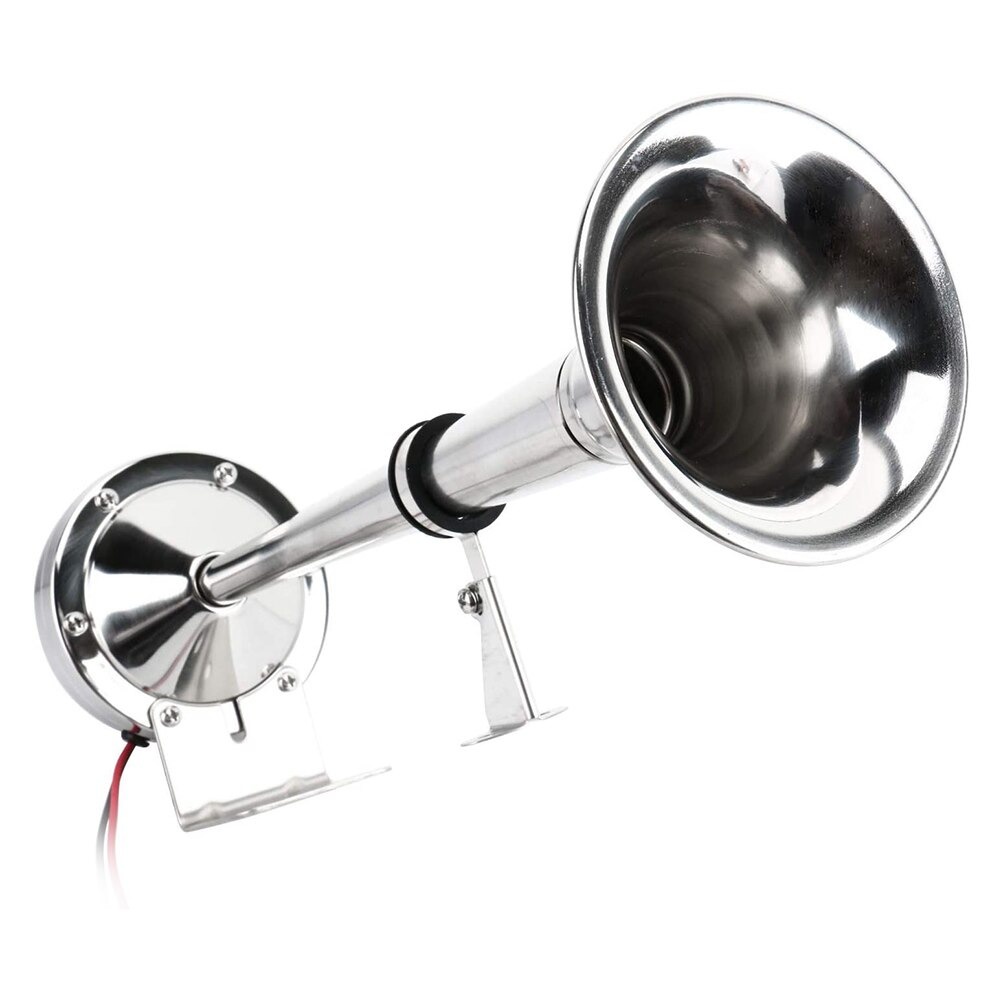 Klakson Trompet Mobil Trumpet Horn Low Tone Hertz 12V - Cf301 - Silver