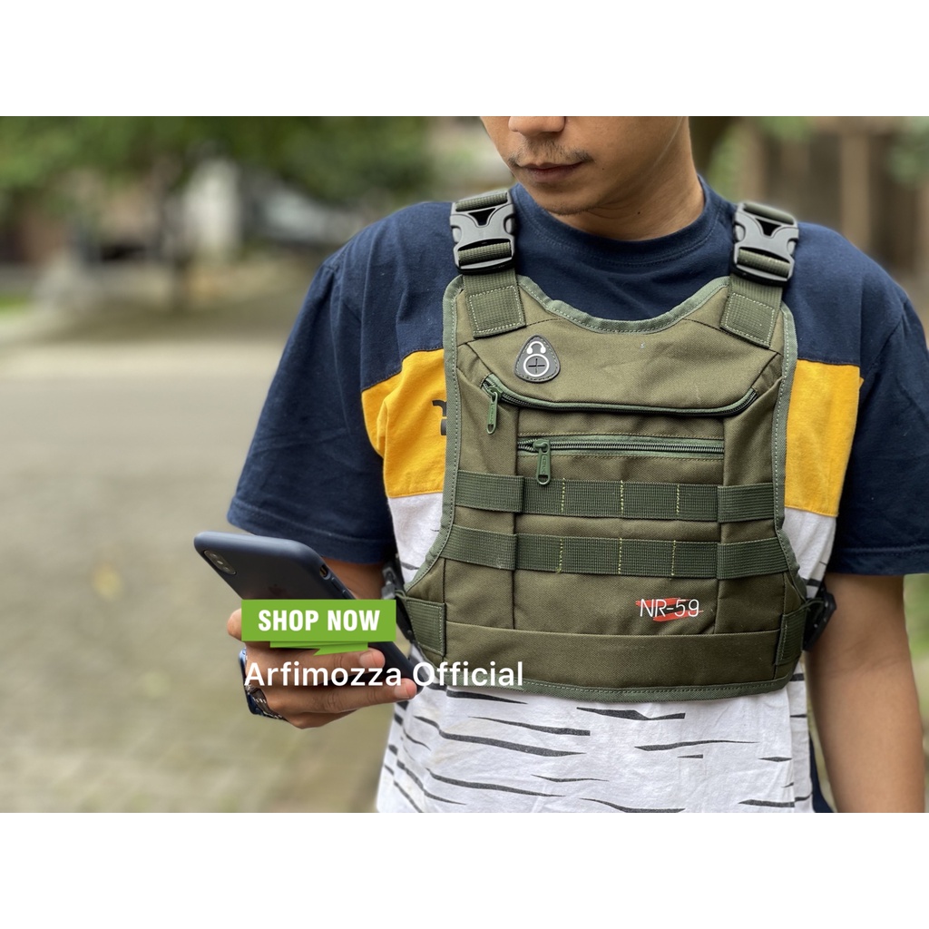 TAS DADA PRIA TACTICAL ORIGINAL NR-59 MODEL ROMPI GREEN ARMY / CHEST RIG BAG NR-59 ORIGINAL / CHEST BAG PREMIUM ORIGINAL NR-59