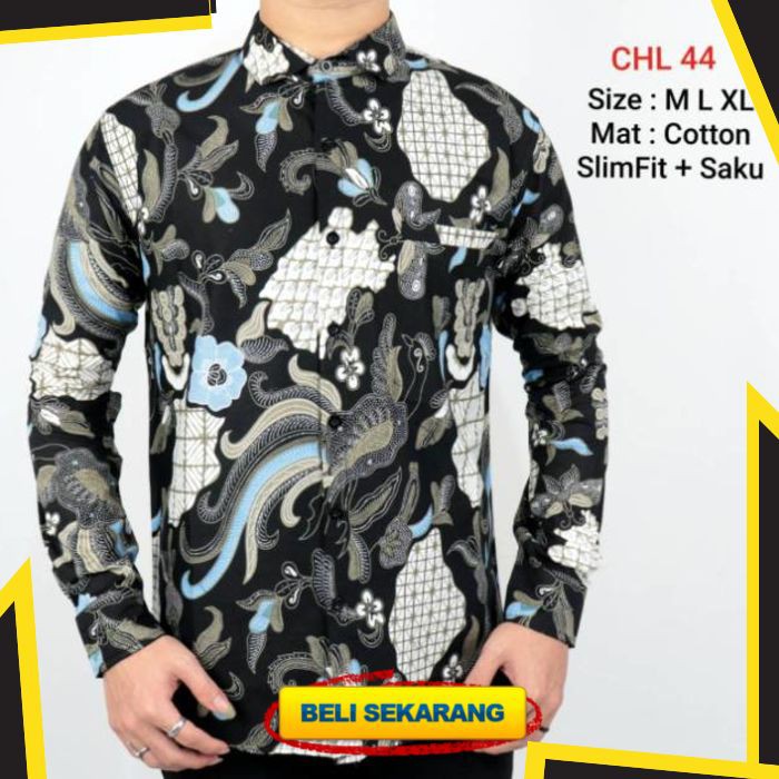 KEMEJA BAJU BATIK PRIA SLIM FIT MODERN COLINDION MEWAH SLIMFIT LB99