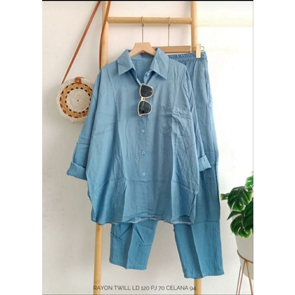 SETCEL KATUN RAYON POLOS PREMIUM / FASHION WANITA KEKINIAN