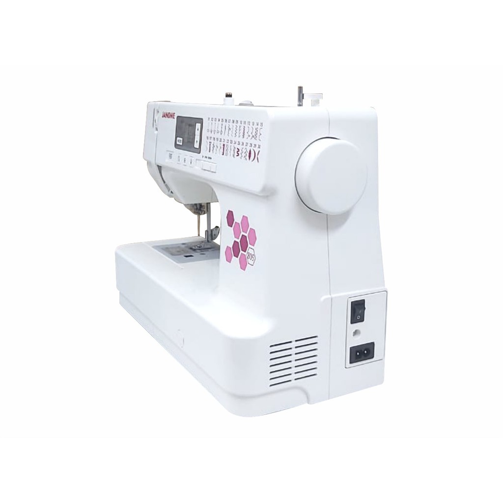 mesin jahit portable merk janome type 805 model komputer terbaru - cover display silver