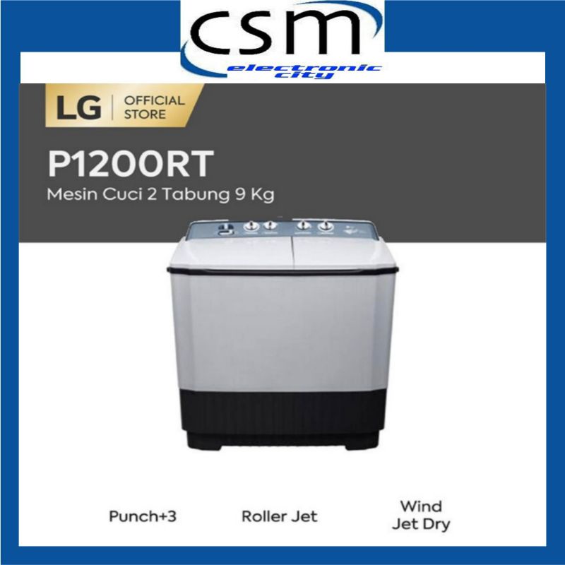 MESIN CUCI LG WP 1200 RT 12KG 2 TABUNG 1200R LOW WATT