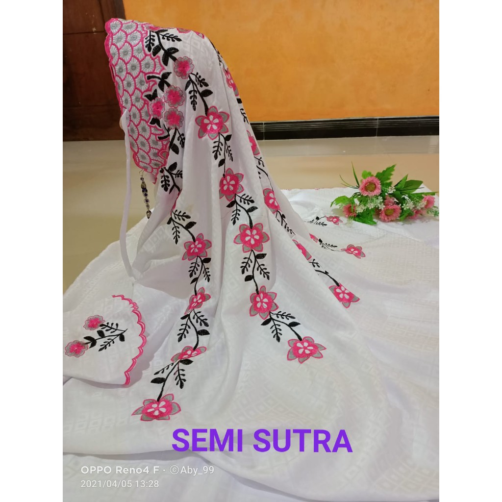 Mukena semi sutra bordir/mukena sutra terusan/mukena semi sutra terusan/mukena bordir semi sutra