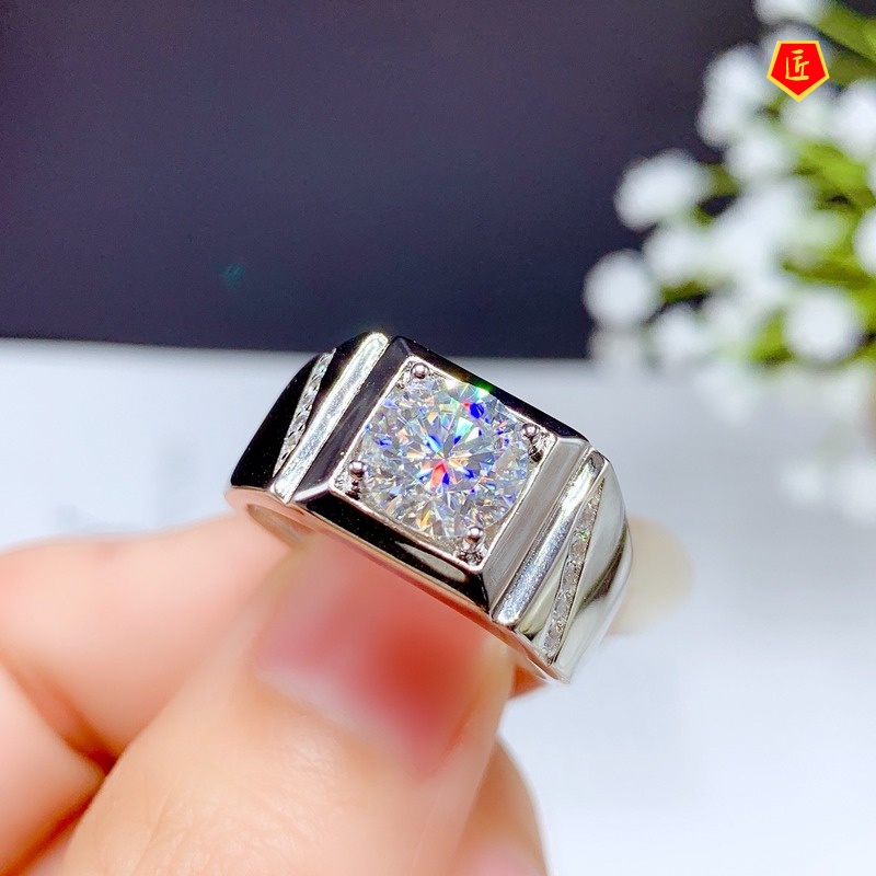 [Ready Stock]Men's Simplicity Pt950 Platinum Moissanite Ring