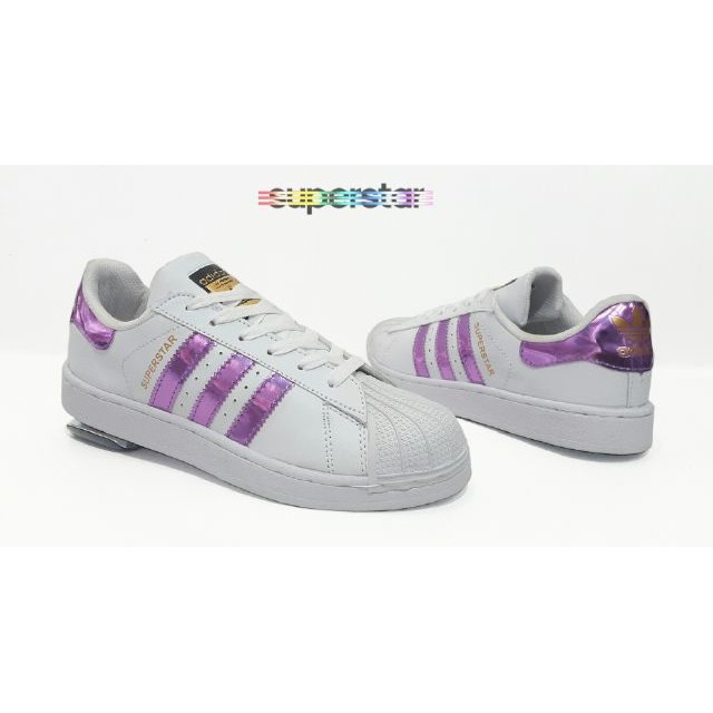 sepatu sneakers women adidas superstr original premium putih ungu