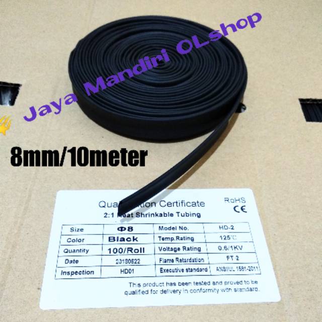 Selongsong Bakar / Isolasi Bakar / Selang Bakar Ukuran 8mm/10 meter