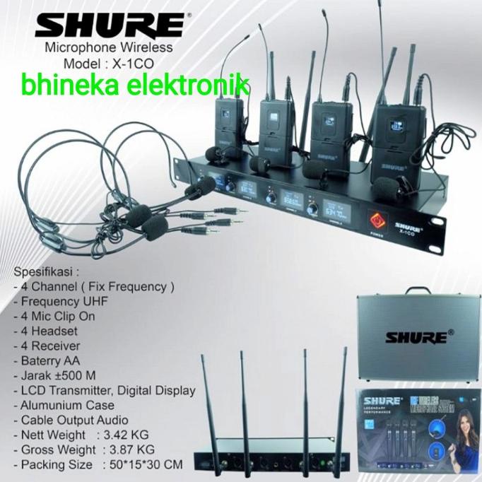 mic wireless shure X1 CO / x1co mic shure 4bh mic jepit + headset