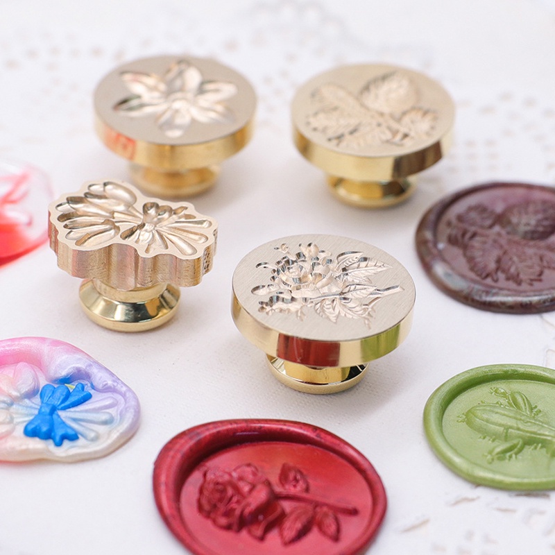 Kepala Stempel Lilin Aneka Motif Bahan Kuningan Alloy Gaya Retro