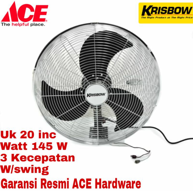 Wall Fan Industrial 20 inchi KRISBOW Kipas Angin Dinding Ace Hardware Garansi Resmi