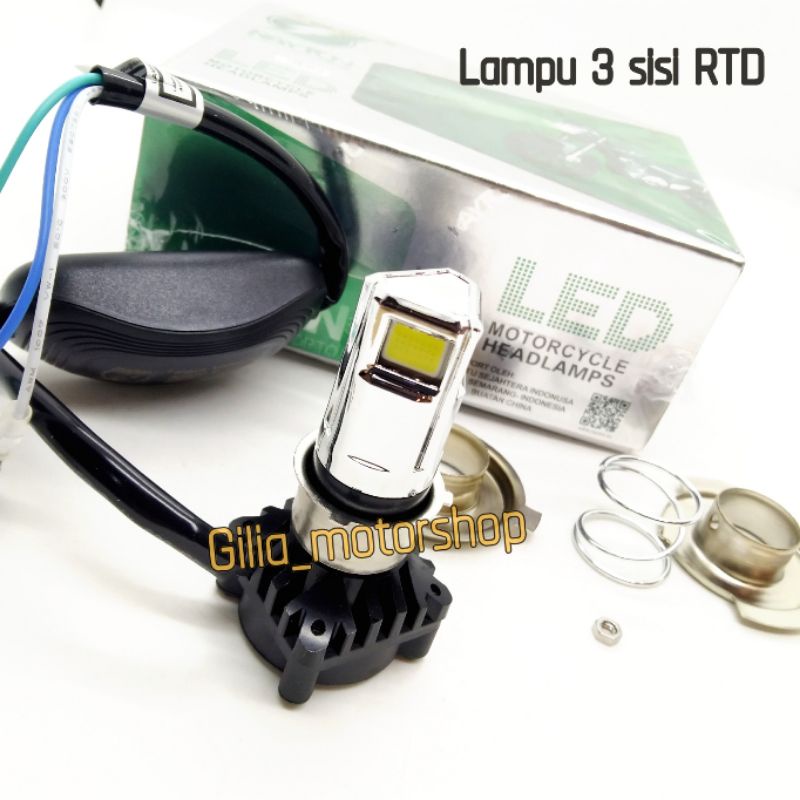 Lampu Depan Motor 6 LED &amp; 3 LED Mata RTD LED 6 sisi RTD Nyala Putih LED Depan Motor