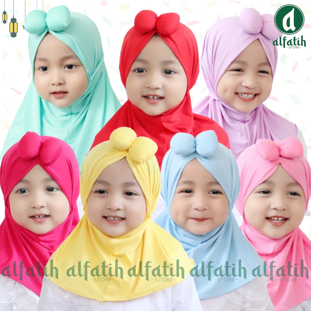 ALFATIH STORE / Jilbab Anak Minie  Pita POLOS Depan Imut dan Cantik / Jilbab Anak Murah / HIJAB ANAK