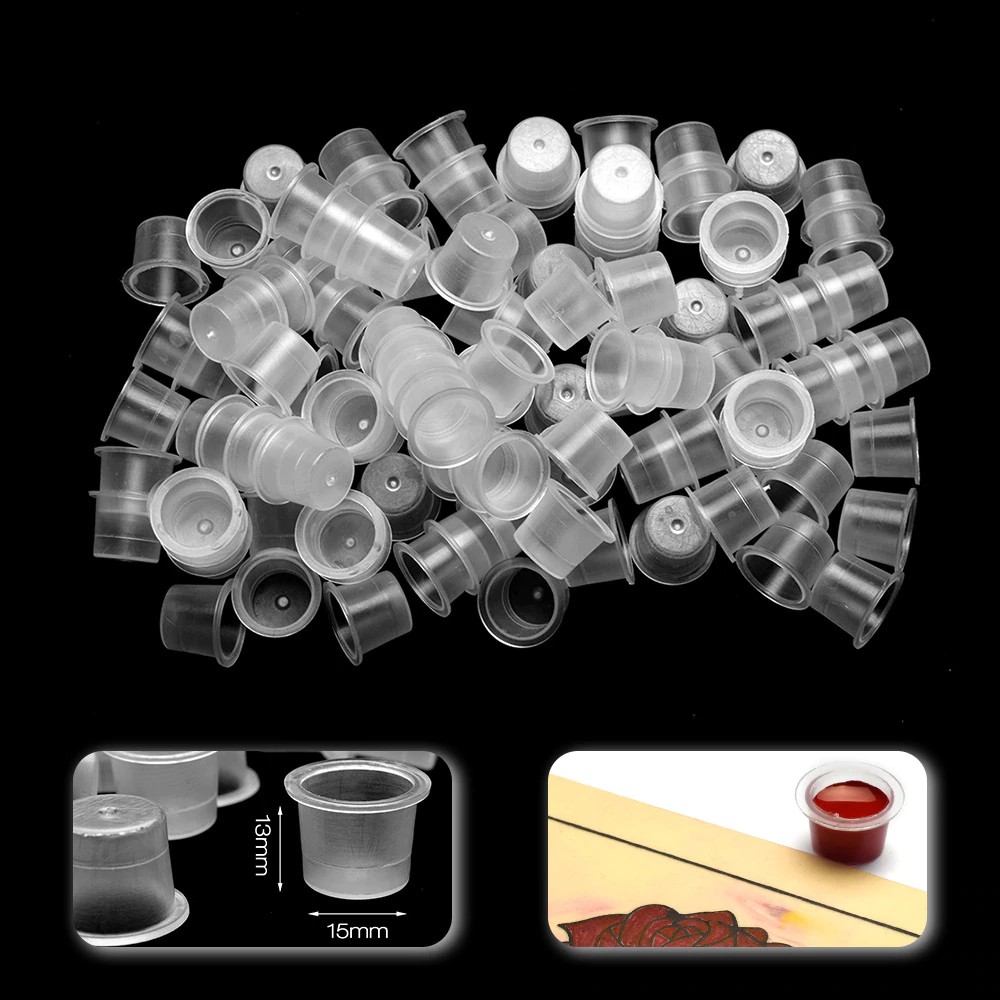 

PRODUK IMPORT ATOMUS 1000Pcs/Bag Plastic Microblading Tattoo Ink Cap Cup Pigment Clear Holder
