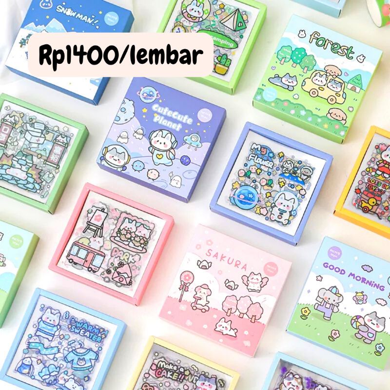 

1 Lembar Sticker Deco Cutie Pets Theme Transparan PVC Tumblr Journal Scrapbook