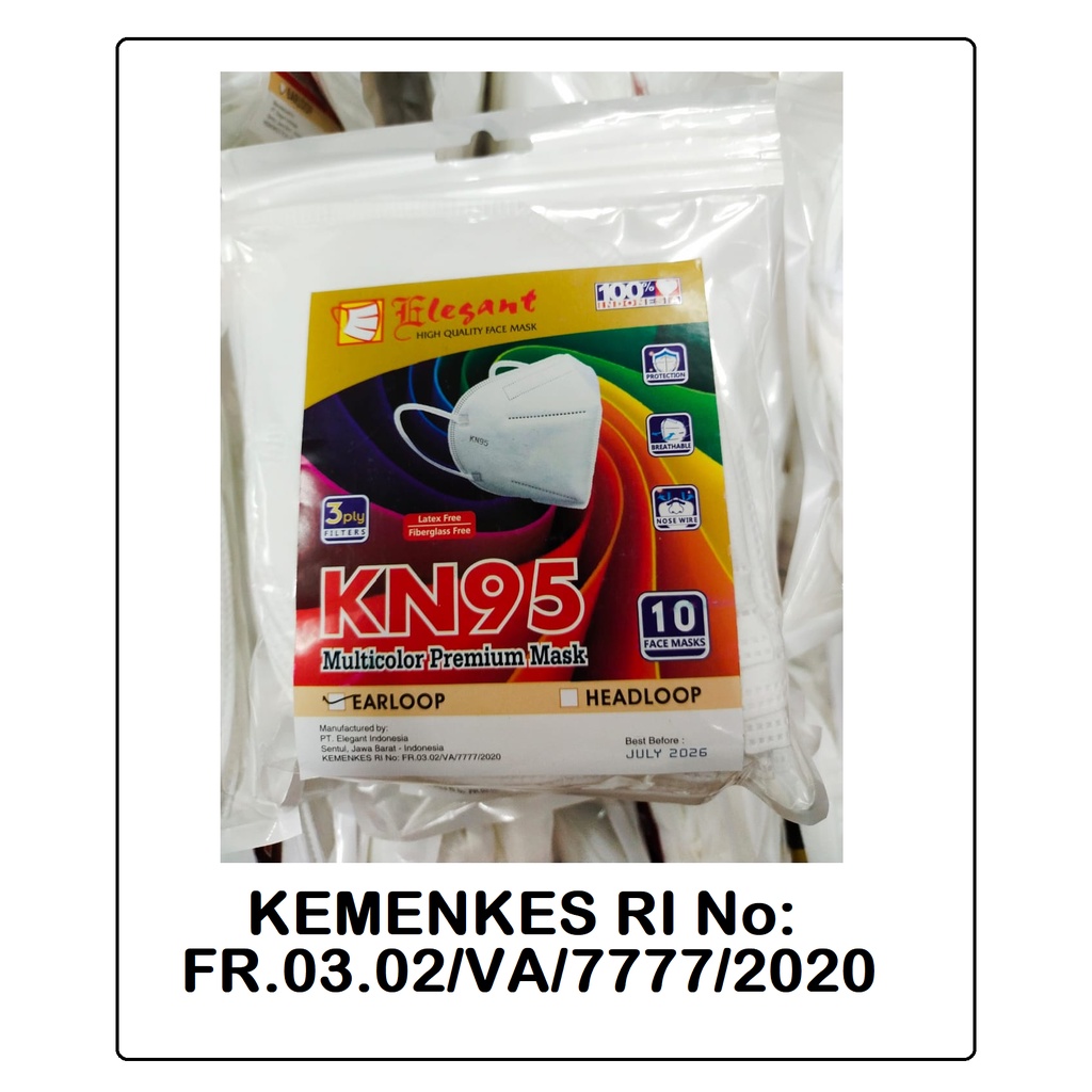 Masker KN95 Elegant Masker Izin Kemenkes Masker Earloop KN95 Isi 10Pcs