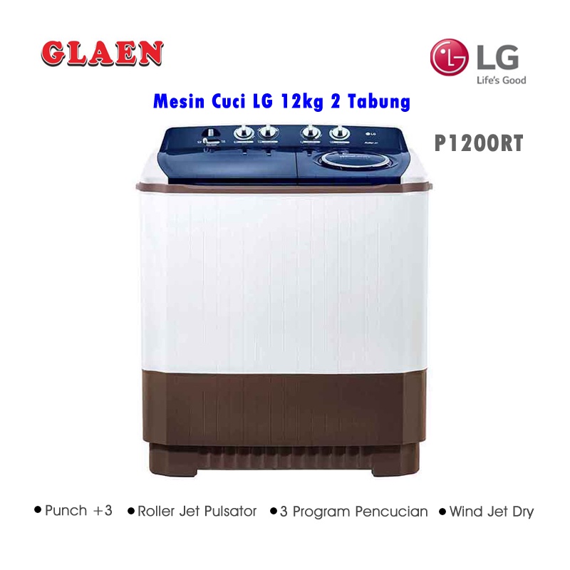 Mesin Cuci 2 Tabung LG 12 Kg P1200RT | Mesin Cuci Manual 12 Kg LG