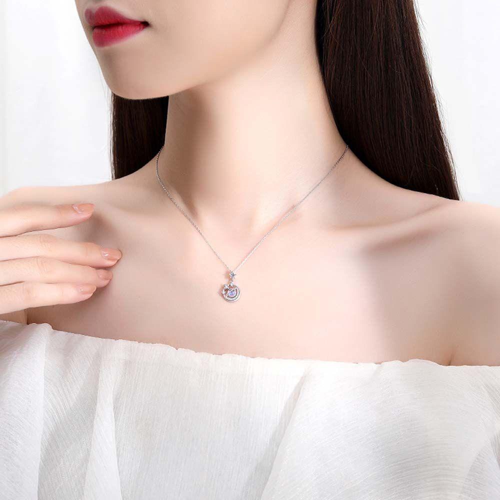 Needway  Kalung Wanita Fashion Temperamen Gadis Hadiah Bintang Pasangan Kalung Zirkon Planet Klavikula Rantai