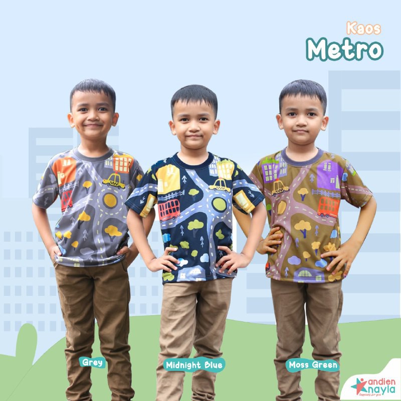 [REY] Kaos Anak Cowok Lengan Pendek Metro by Andien nayla / Pakaian Anak Laki-Laki