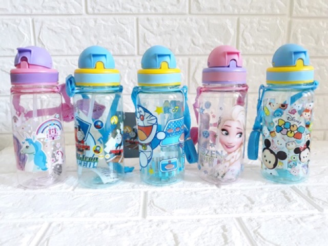 BOTOL MINUM KARAKTER BPA FREE SEDOTAN TALI PANJANG 350 ML 3675