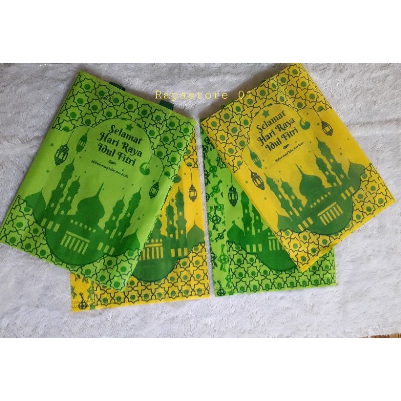 

PROMO, TAS KAIN SPUNDBOND IDUL PITRI, TAS BINGKISAN ,ATAU TAS THR, UKURAN 30 ×40,ISI LUSINAN ATAU 12 PCS