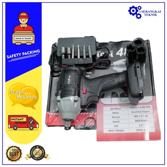 Mesin Bor Cordless Impact Wrench JLD 48S Unit Only Tanpa Baterai