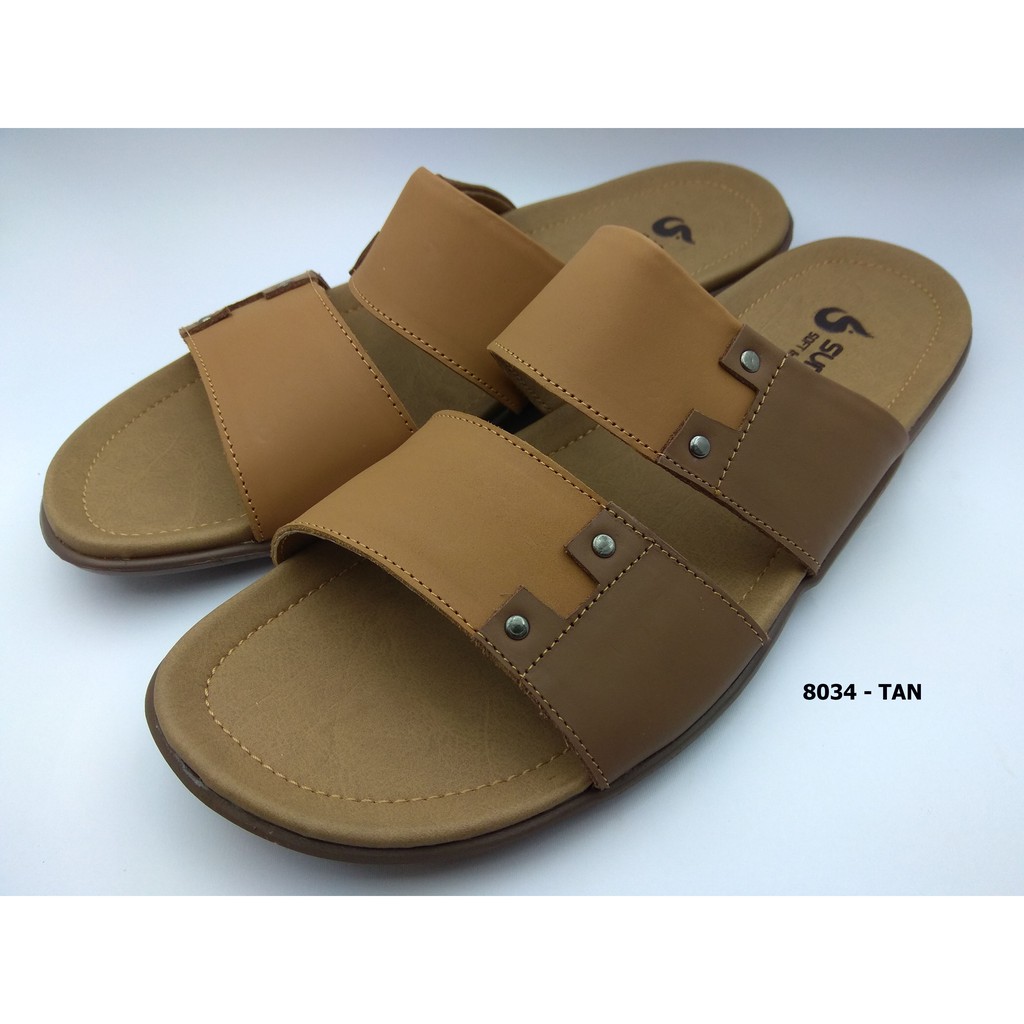 8034-TAN Sandal Slop Pria Size 45 46 47