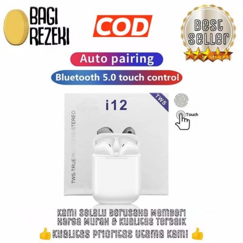 Earphone Bluetooth Tws i12 / Earphone Wireless / Headset