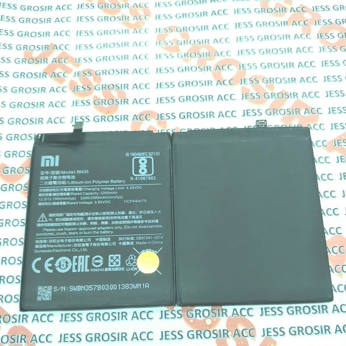 Baterai Battery Original Xiaomi BN35 &amp; BN-35 For Type Hp Redmi 5 - MDI1 - MDG1 - MDT1 - MDE1 - Redmi5