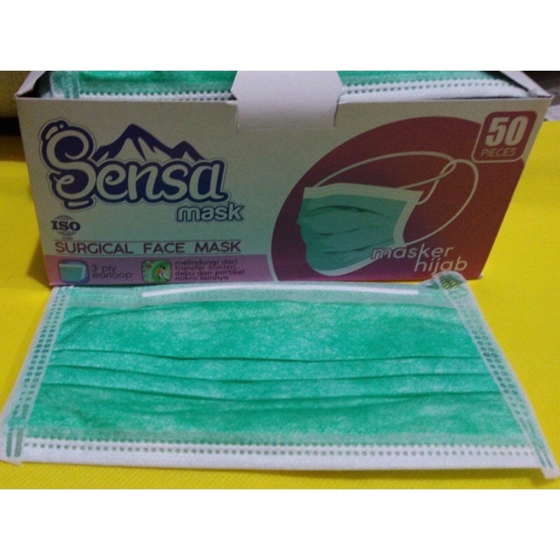 COD SENSA SURGICAL FACE MASK HEADLOOP HIJAB / KEMENKES / AKD MASKER HIJAB