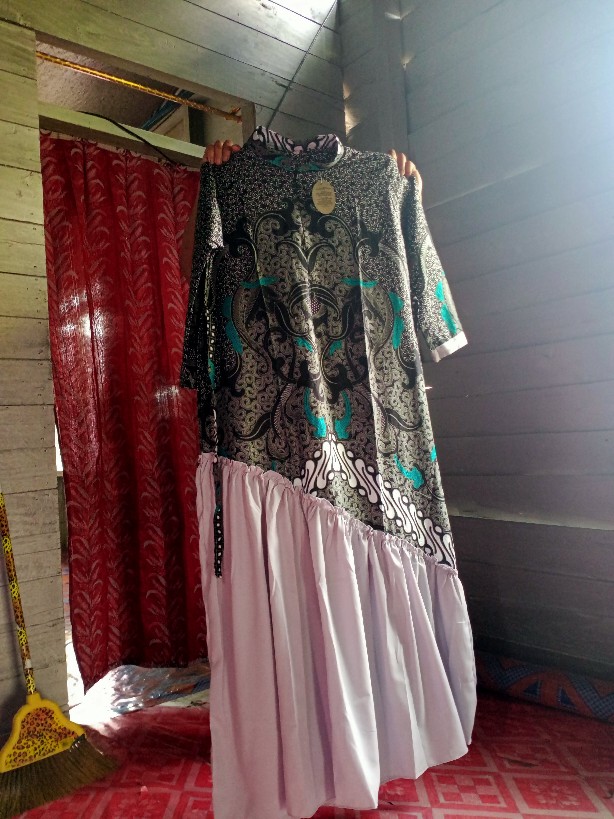 Couple Gamis Batik Keluarga Motif Parang Abu