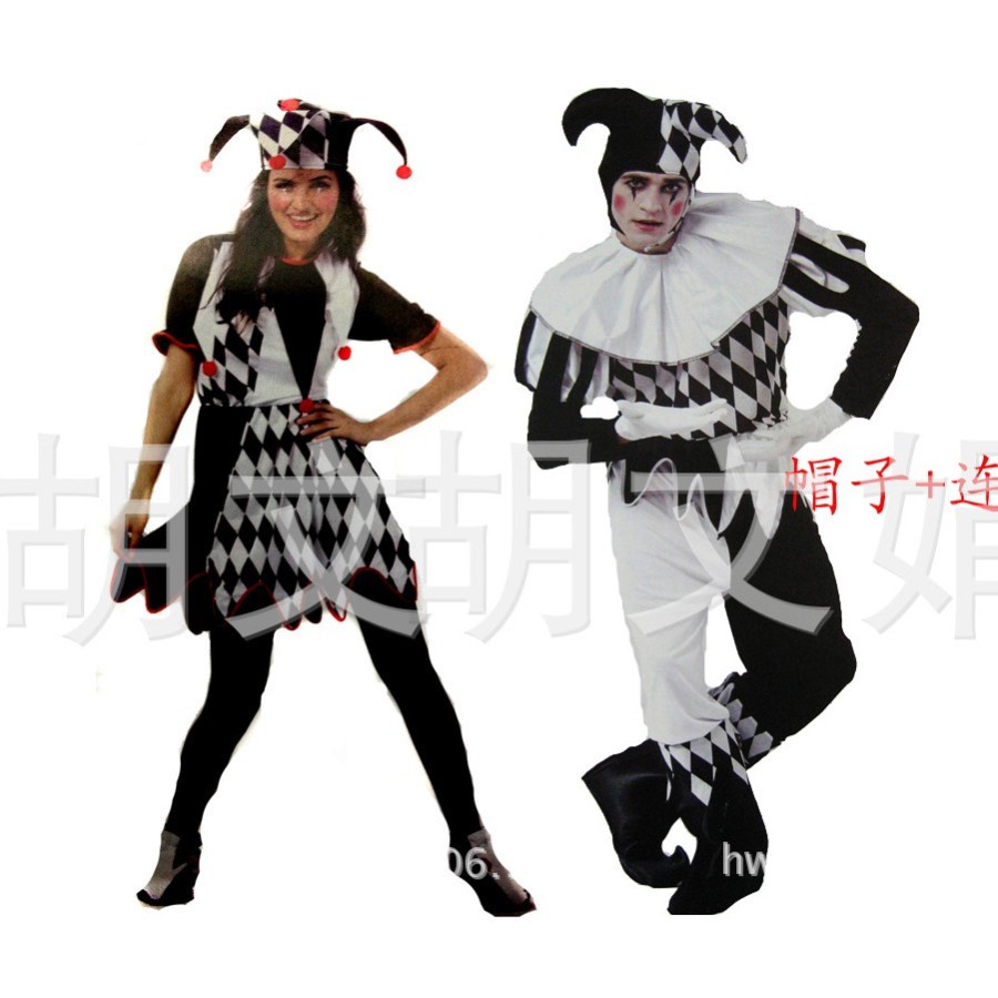 CC-174 kostum halloween joker wanita pria cosplay badut cheker