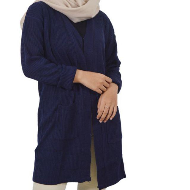 Syasweater - CARDIGAN PANJANG WANITA BELLE OVERSIZE Cardigan Wanita-Navy