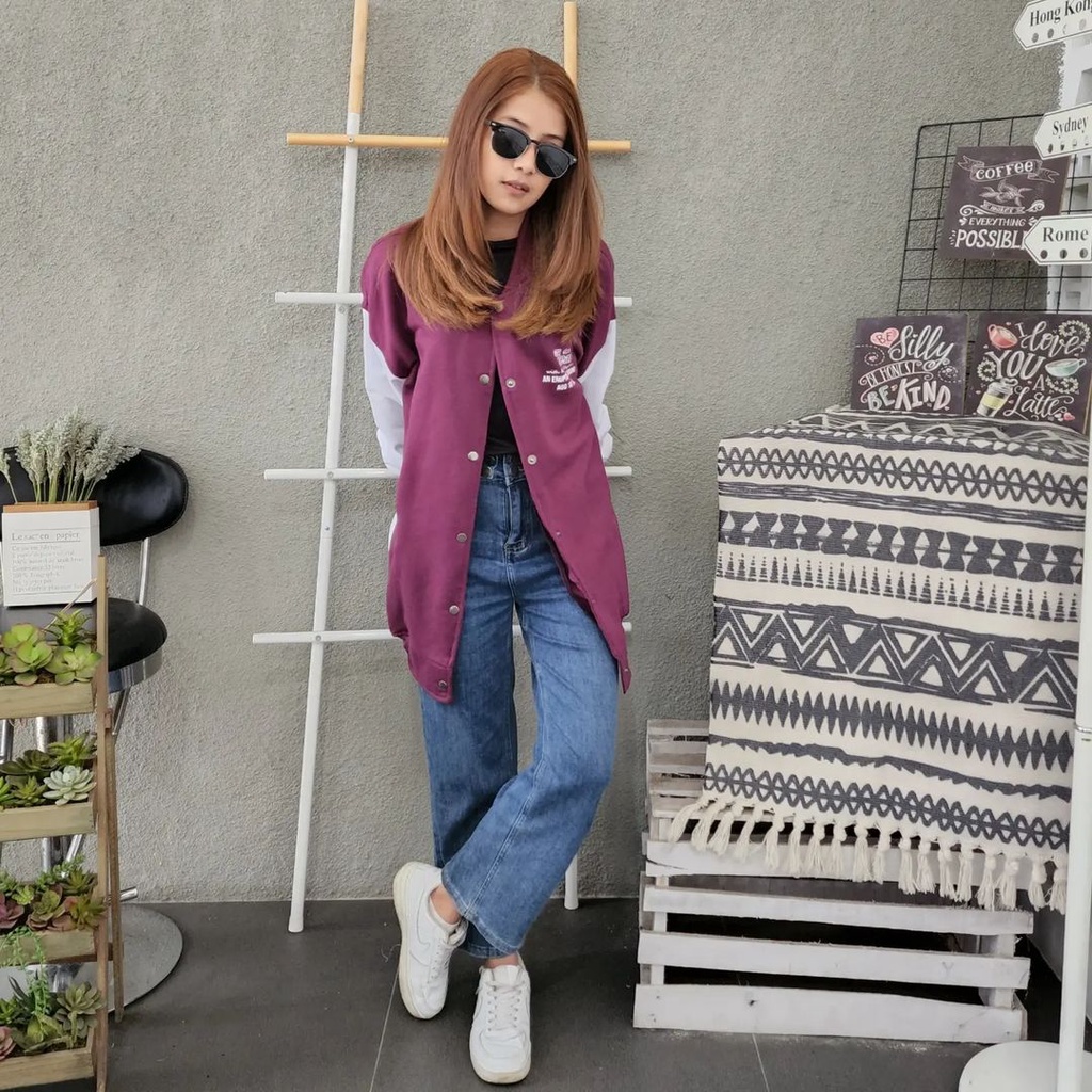 BEST BEAR BASEBALL 2XL Sweater Crewneck Oversize Outerwear Wanita Fashion Terkini Korean Style