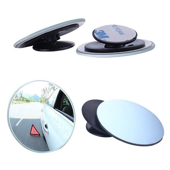 Kaca Spion Mobil Cermin Bulat Kecil 360-derajat Dapat Disesuaikan ultra-clear frameless Bantu Bolak Balik Kaca Cermin blind spot mirror
