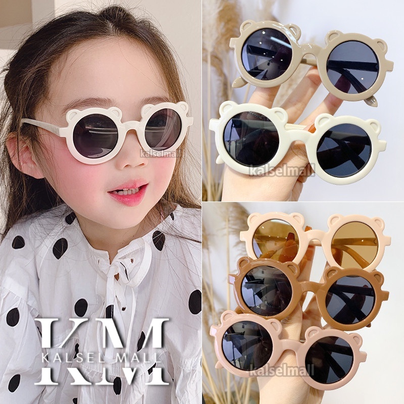 Kacamata Anak Beruang Fashion Bingkai Telinga Beruang Kaca Mata Anak Cowo Cewe Hitam High Quality Kids Sunglasses Murah Import Anti Ultraviolet Bayi Balita Trendy Kartun Import Anti Silau Sinar Matahari Antiradiasi KCA3