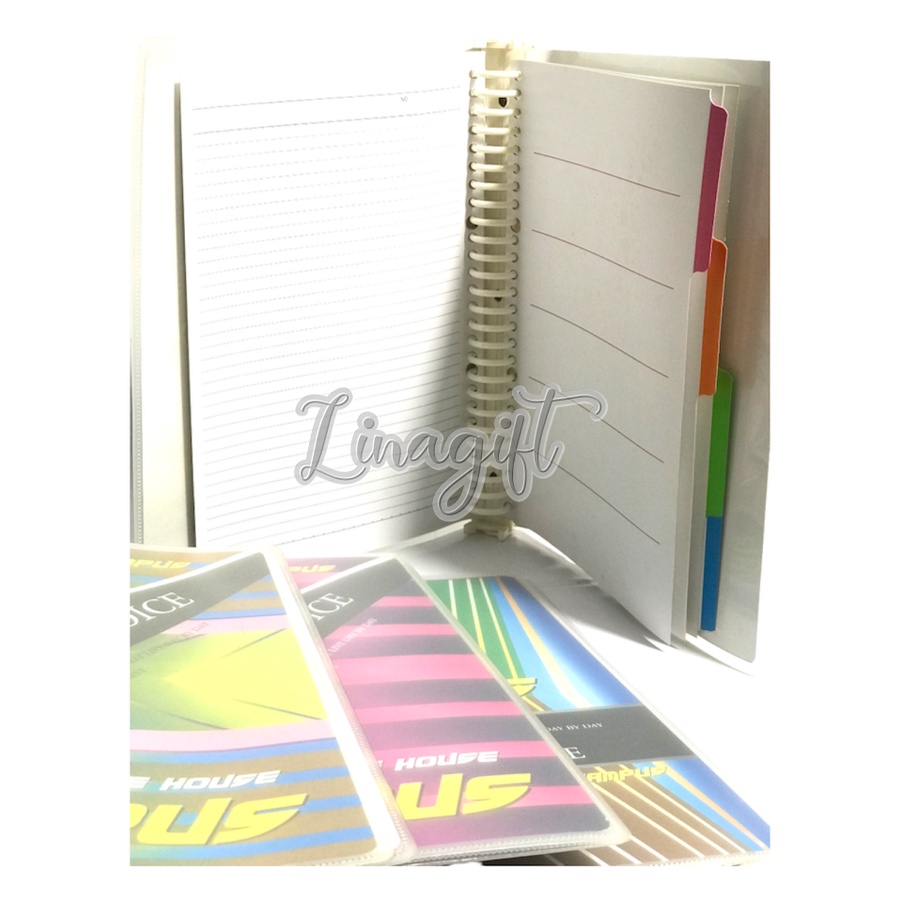 BINDER FILE RING PLASTIK - MOTIF ANAK JERUK NANAS / DEWASA CAMPUS / UKURAN B5