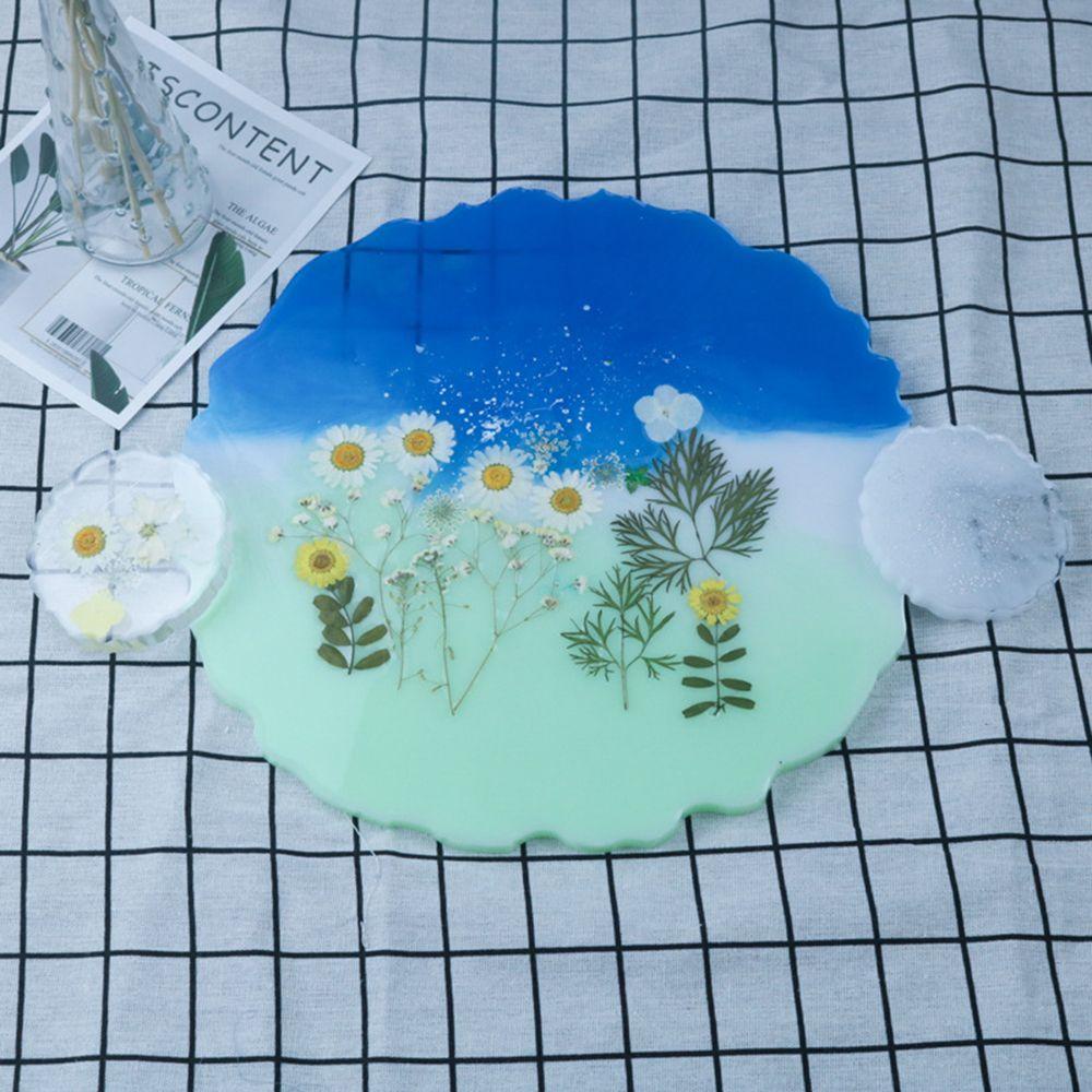 R-flower Resin Casting Cetakan Nampan Besar Cetakan DIY Craft Coaster Kristal Epoxy