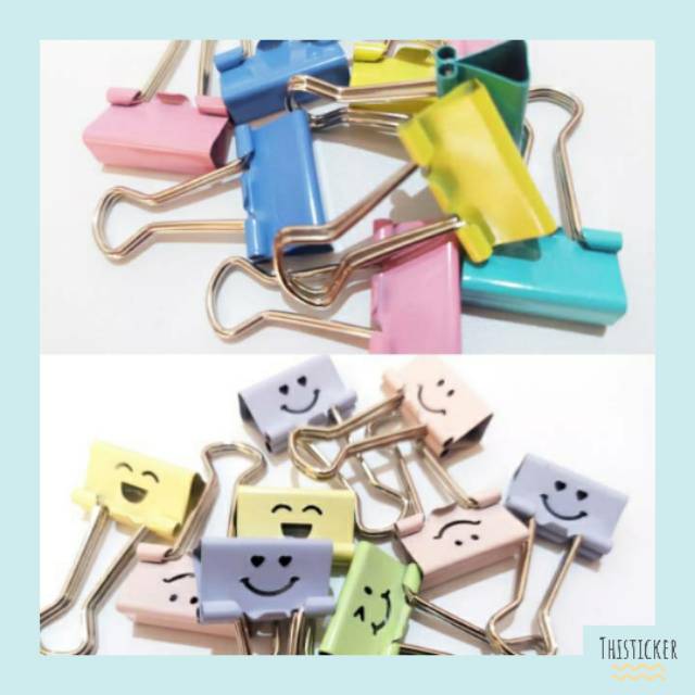 

[Thisticker] Binder Clip Warna Pastel dan emoticon