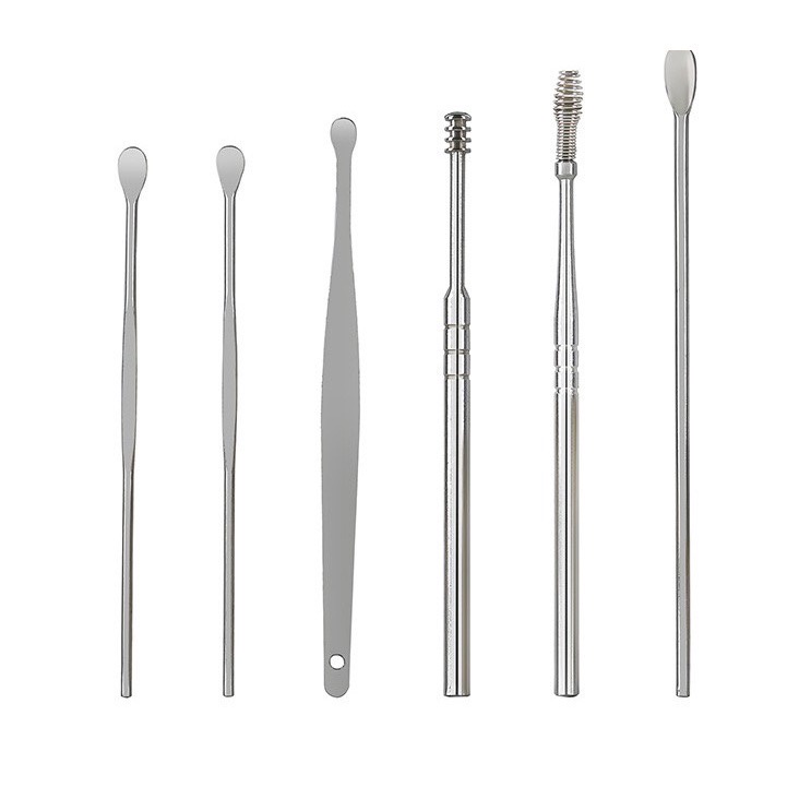 Pembersih Telinga Anti Karat Korek Kuping Ear Wax Picker Set Isi 6 Pcs Stainless Steel