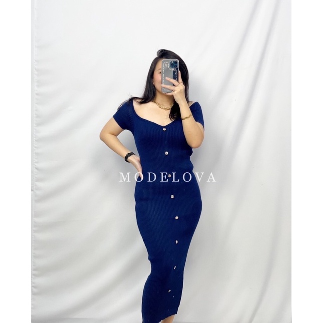 MDLV ~ Dress Evelyn Rajut Dress Bodycon Rjaut Fashion Wanita