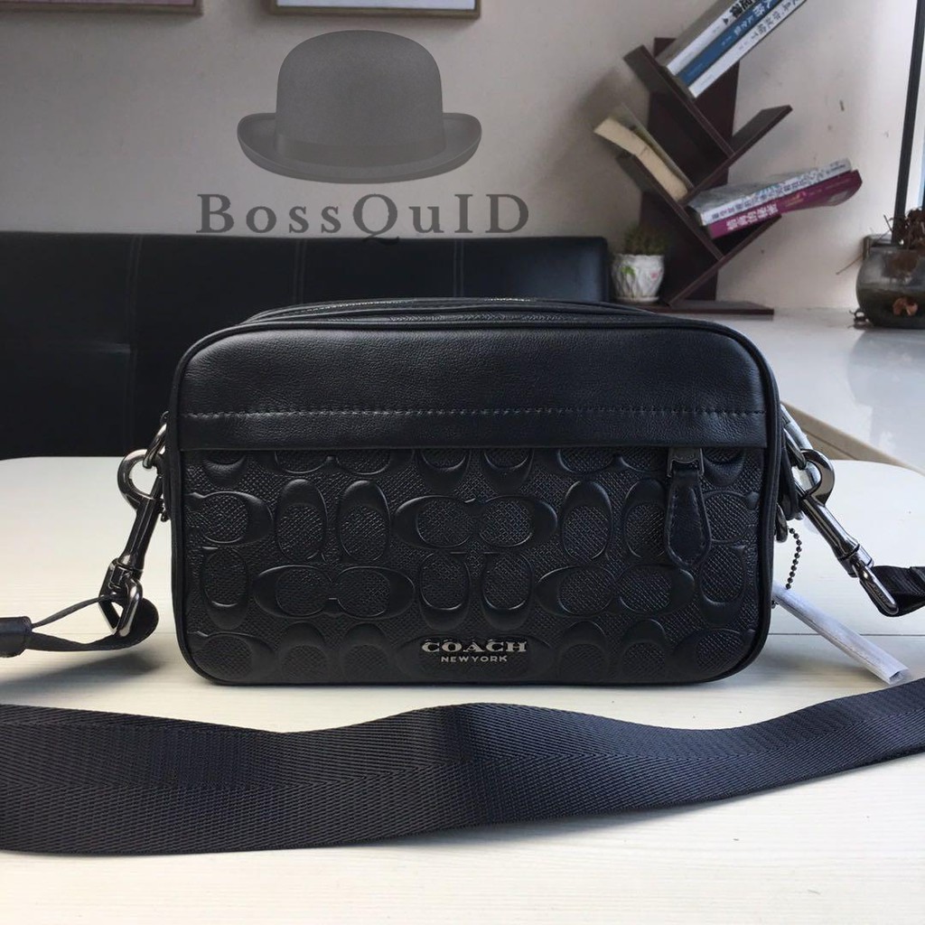 Coach Signature Graham Crossbody Embossed Black