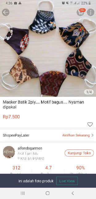 Lusinan Masker Kain 2 Ply, Praktis Dan Nyaman Dipakai