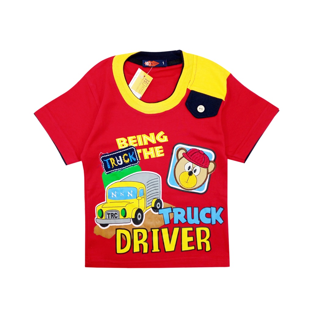 Wakakids Baju Anak Laki Laki Usia 1 - 4 Tahun Motif Truck Driver Setelan Celana Jeans Horton 2068-4