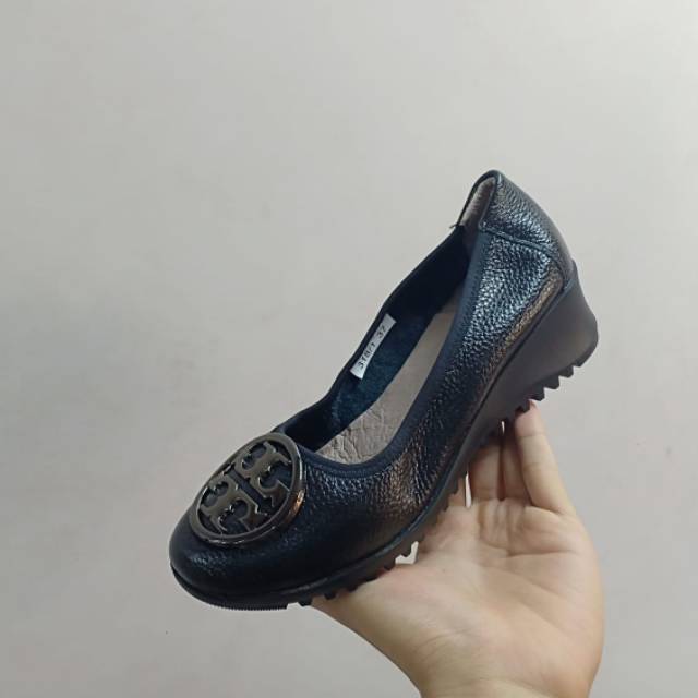 Tory wedges 318 / sepatu tory Leather 4cm / sepatu kulit tory wedges