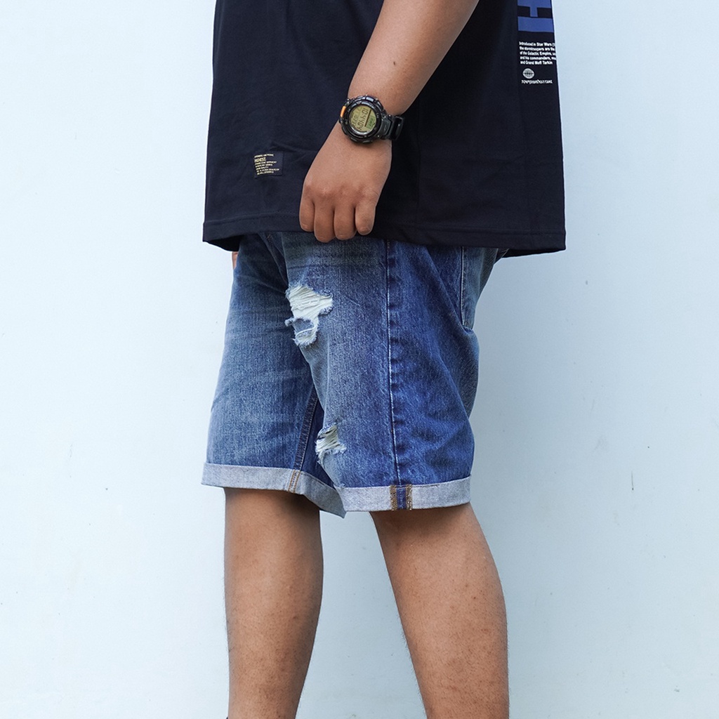 HIGHEST Celana Pendek Jeans Ripped Pria Bigsize Jumbo Original Hd5