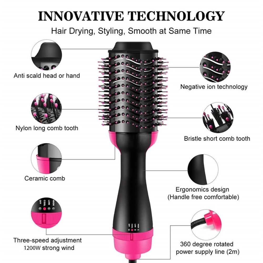 Sisir Roller Hair Dryer Rambut 2in1 Volumizer Curler Comb WB-336